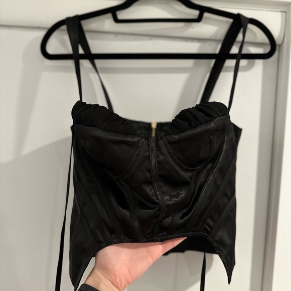 Boohoo Satin Boned Corset Top Black Size 2 - Picture 3 of 8
